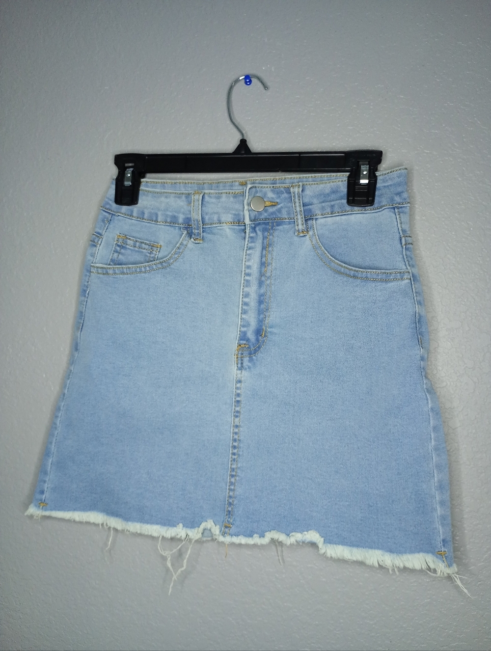 Denim Frayed Hem Skirt
